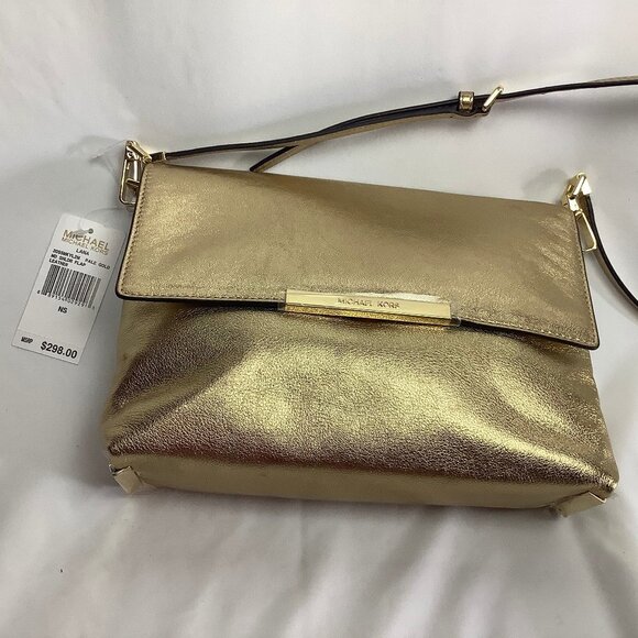 MK Gold LANA Small Clutch Leather Shoulder Bag NWT - Picture 12 of 15